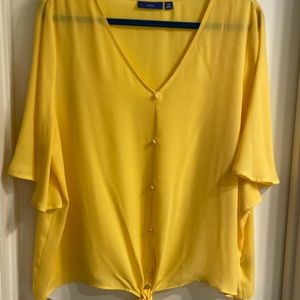Apt 9 Yellow Bottom Knot Tie Blouse